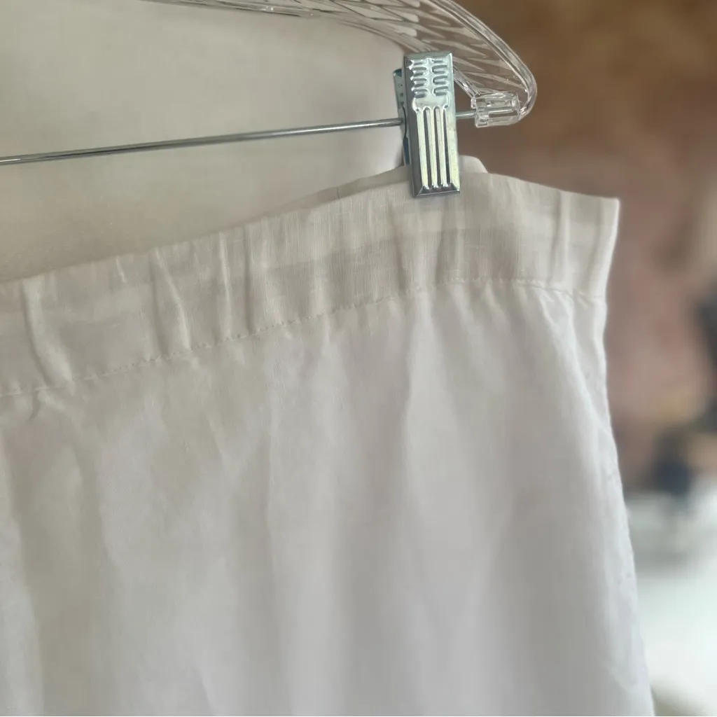 Liz Claiborne Livvy Pants Cropped Linen Wide Leg White Embroidered Beaded 14 - Image 10