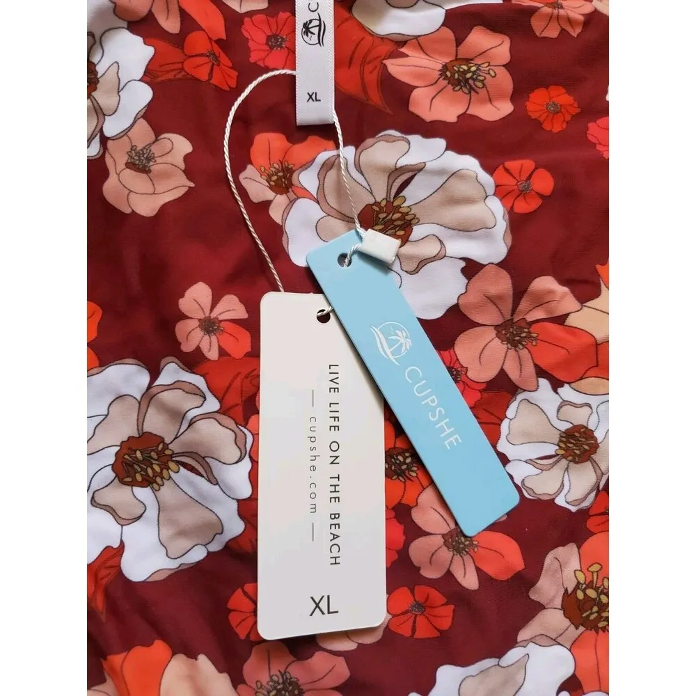 Cupshe Olivia Women XL Floral One Piece Cross Straps Back Tie Floral Swimsuit - Image 11