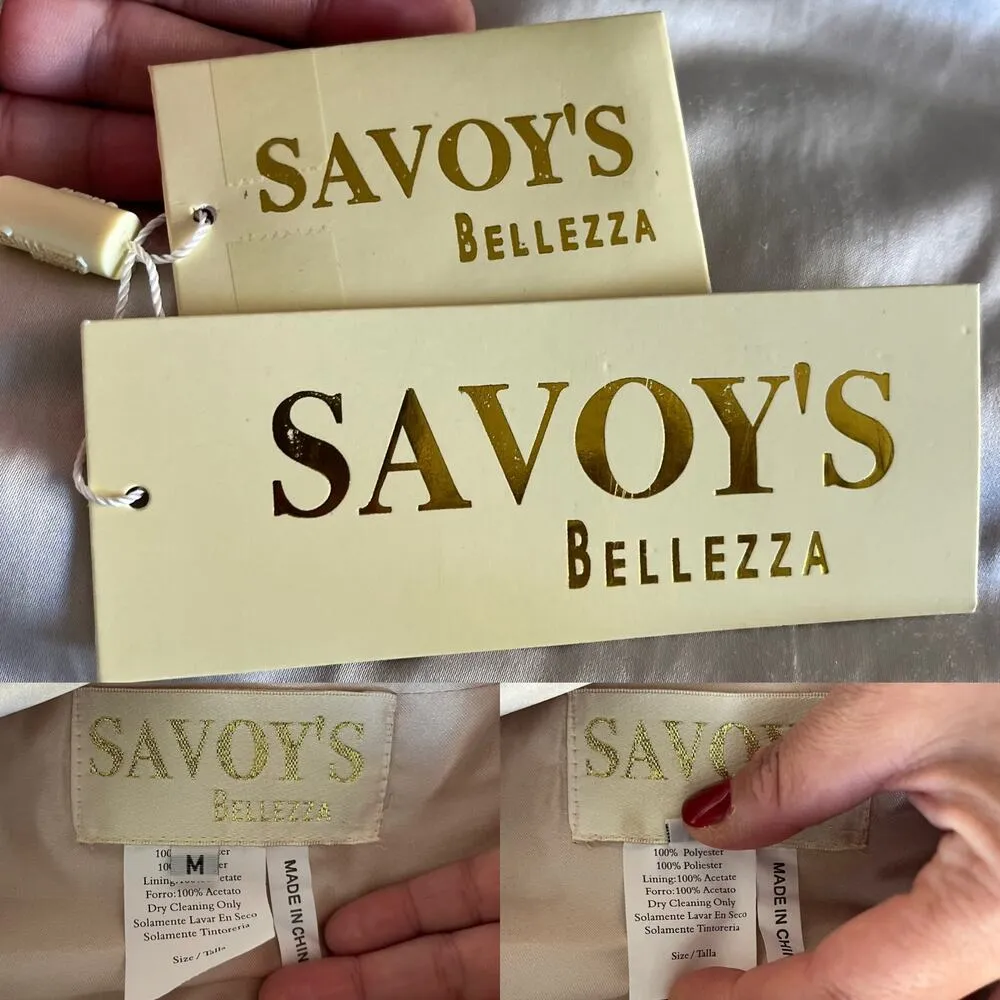 SAVOY Gold Dress Jacquard Beaded Sequins Ball Gown Strapless Princess Medium NWT - Image 7