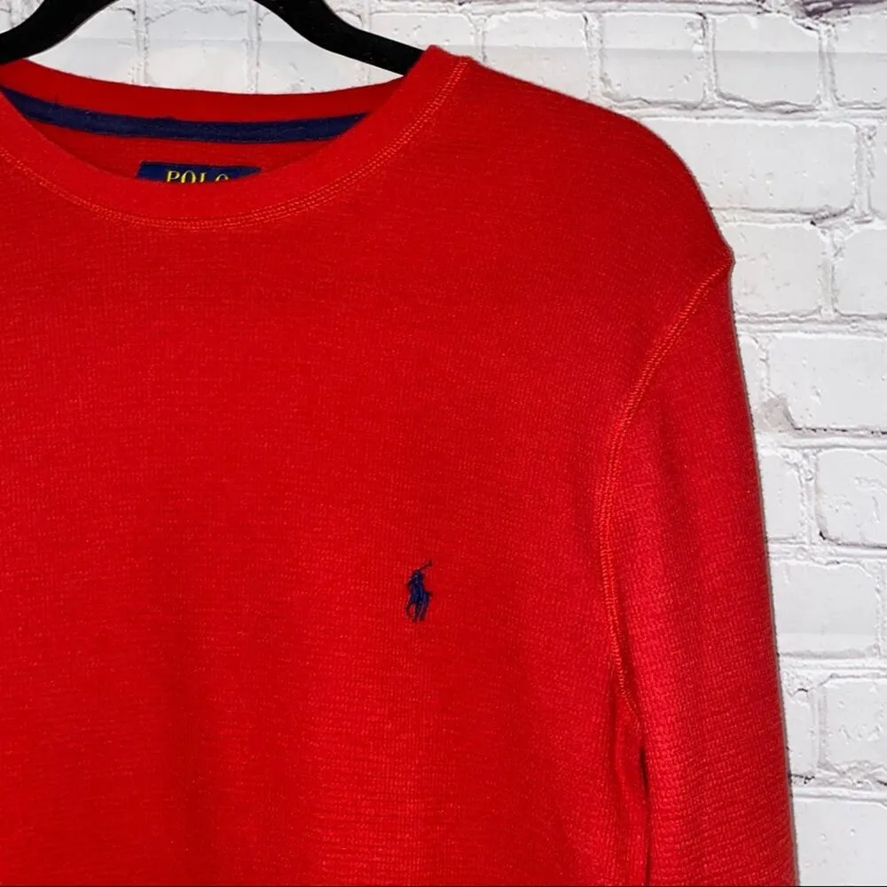 Polo Ralph Lauren Red Waffle Thermal Long Sleeve Shirt - Image 2