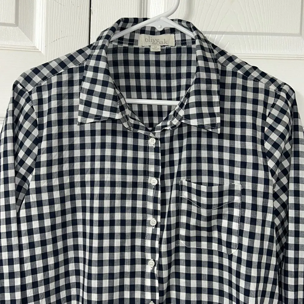 Olive & Oak Gingham Blue  & White Cotton Button Down Shirt(Size Medium) - Image 6