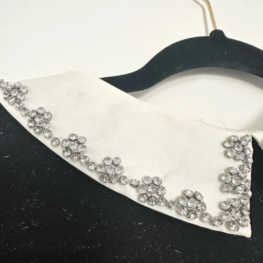 Ted Baker mesh Black Sweater with Peter Pan White Embroidered Collar size 0 - Image 2