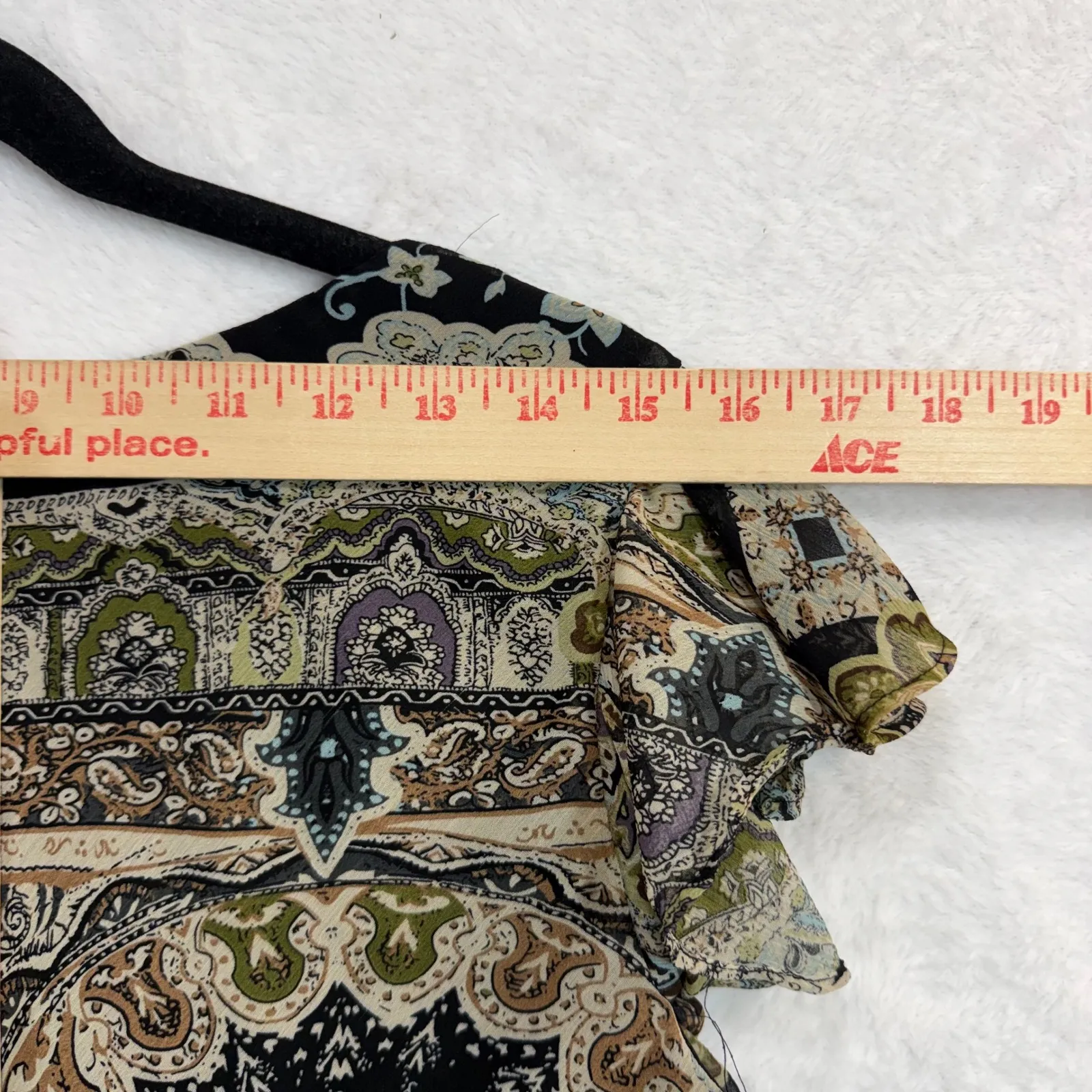 Kaitlyn 1X‎ Paisley Print Top Tie Front Flutter Sleeve Retro Abstract Funky Y2K - Image 7