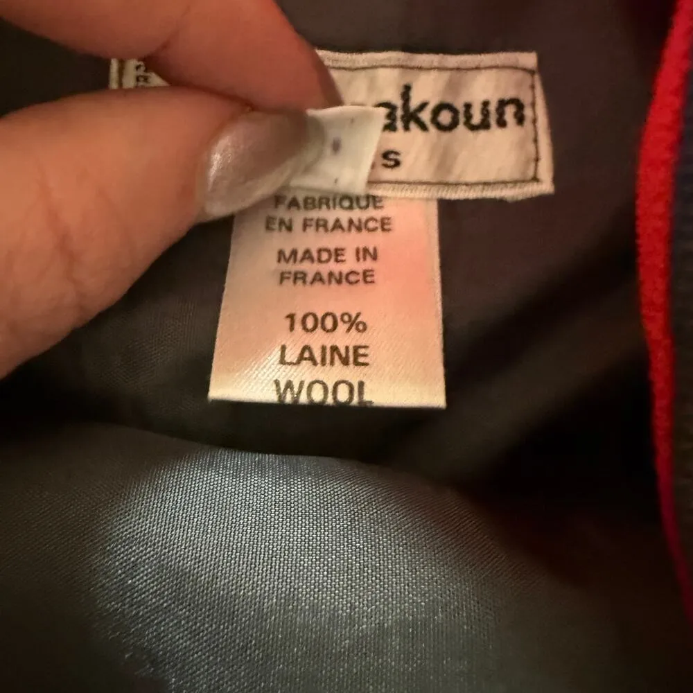 ROGER SAKOUN Paris | 80s Vintage Navy Wool Wrap Skirt with Unique Buttons | 46 Blue Size 10 - Image 8