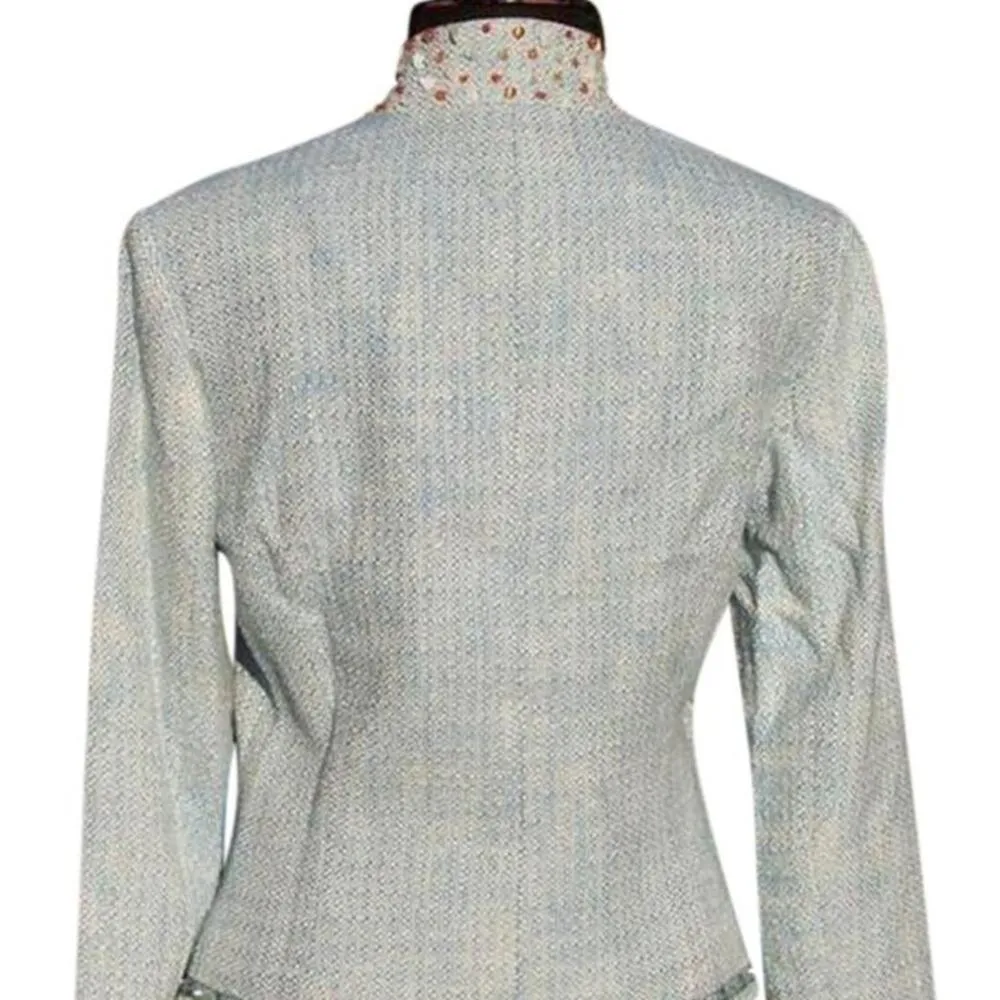 Cache Boucle Tweed Top Jacket Lined Embellished Beads Sequins Stones $198 NWT - Image 7