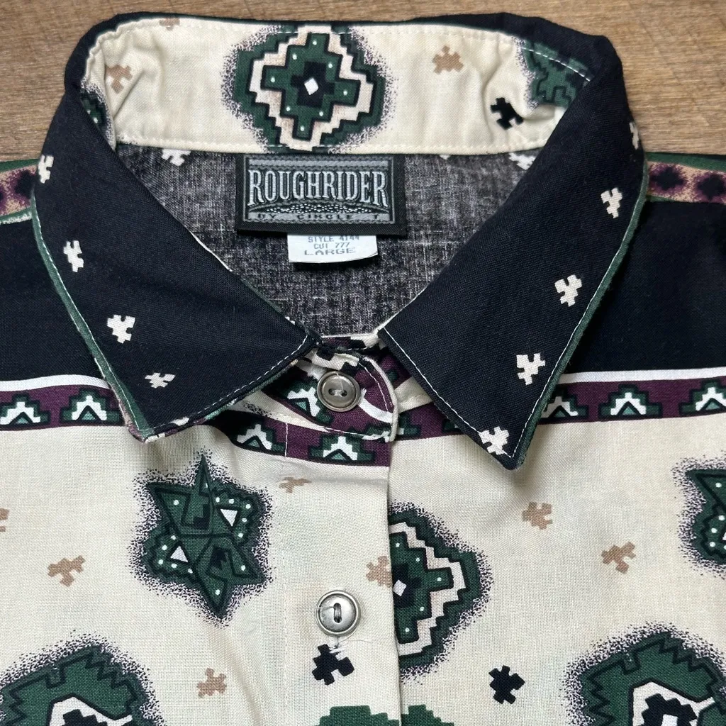 Rough Rider by Circle T Vintage Western Button Up Long Sleeve Shirt Womens Large - Image 3