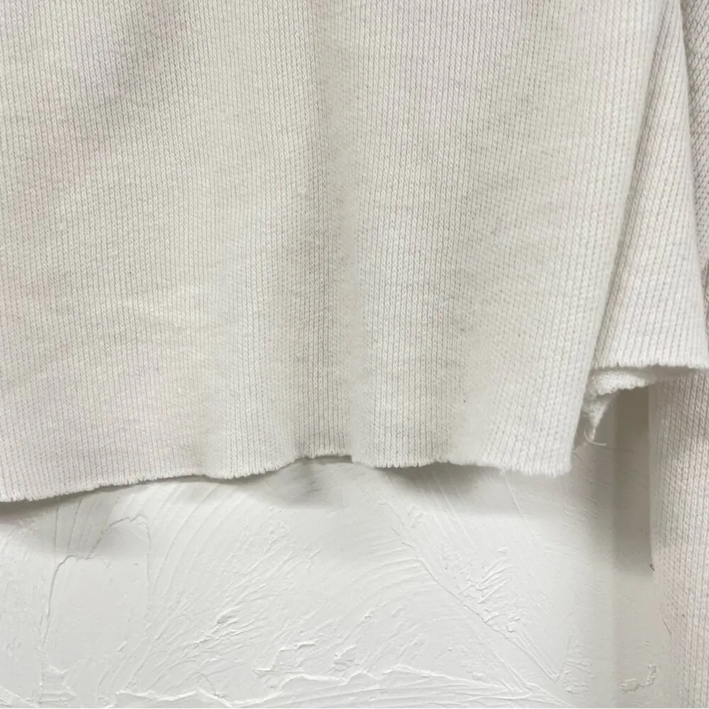 Out From Under UO White Waffle Knit Long Sleeve Cropped Sweater Womens M Baggy - Image 5