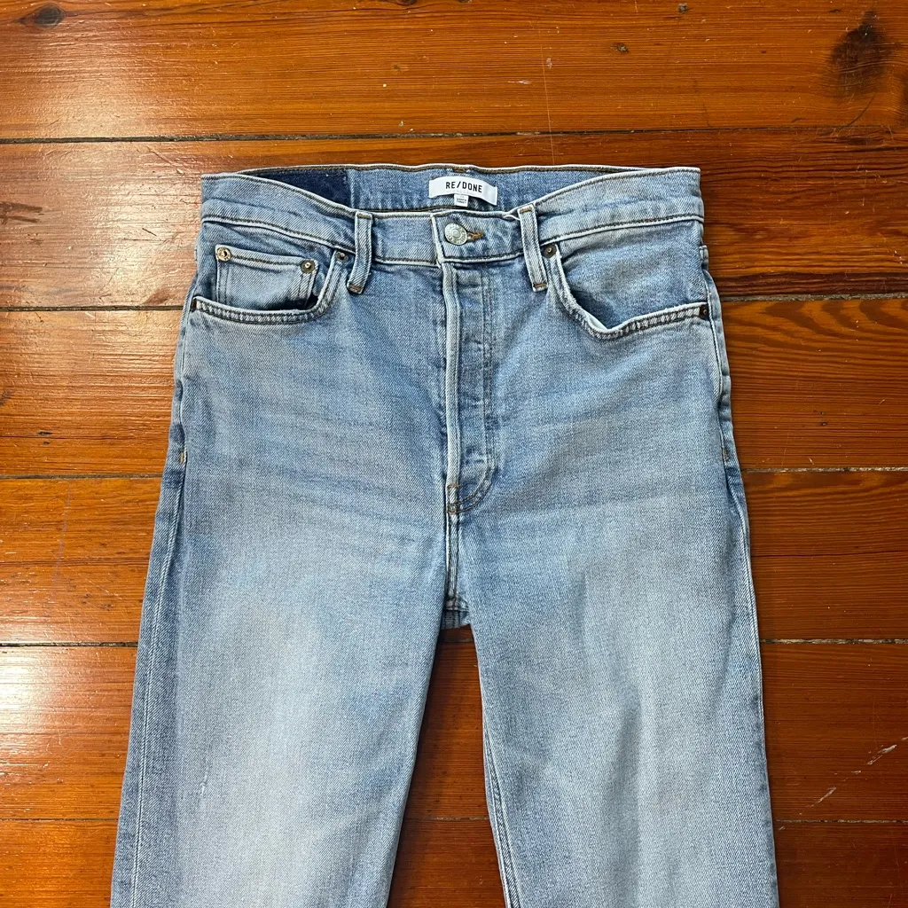 RE/DONE Originals Stovepipe Straight Leg Raw Hem Jeans Light Stone - Size 29💛 - Image 5
