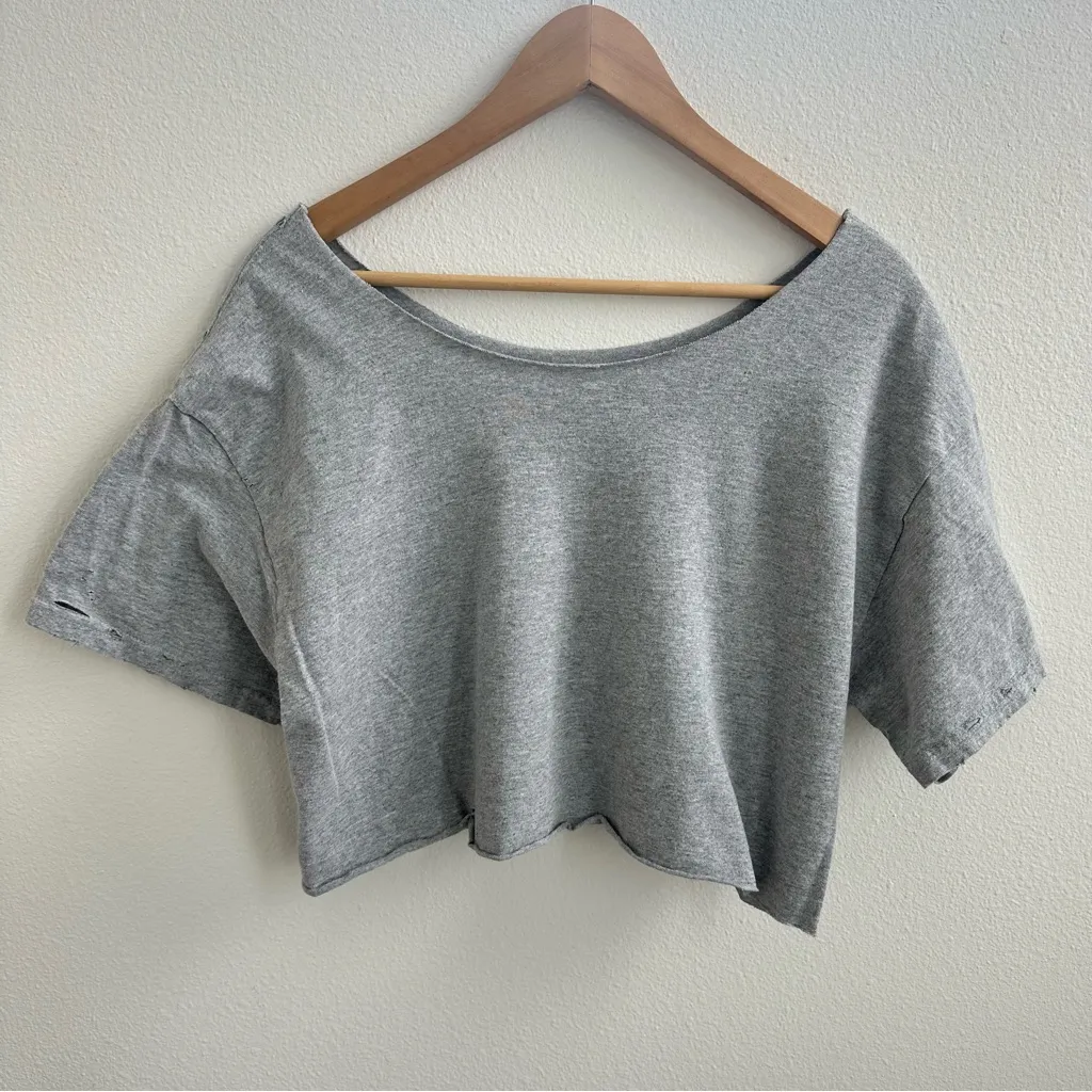 Loyola Marymount University LMU Off The Shoulder Cropped Top Gray Size L - Image 6