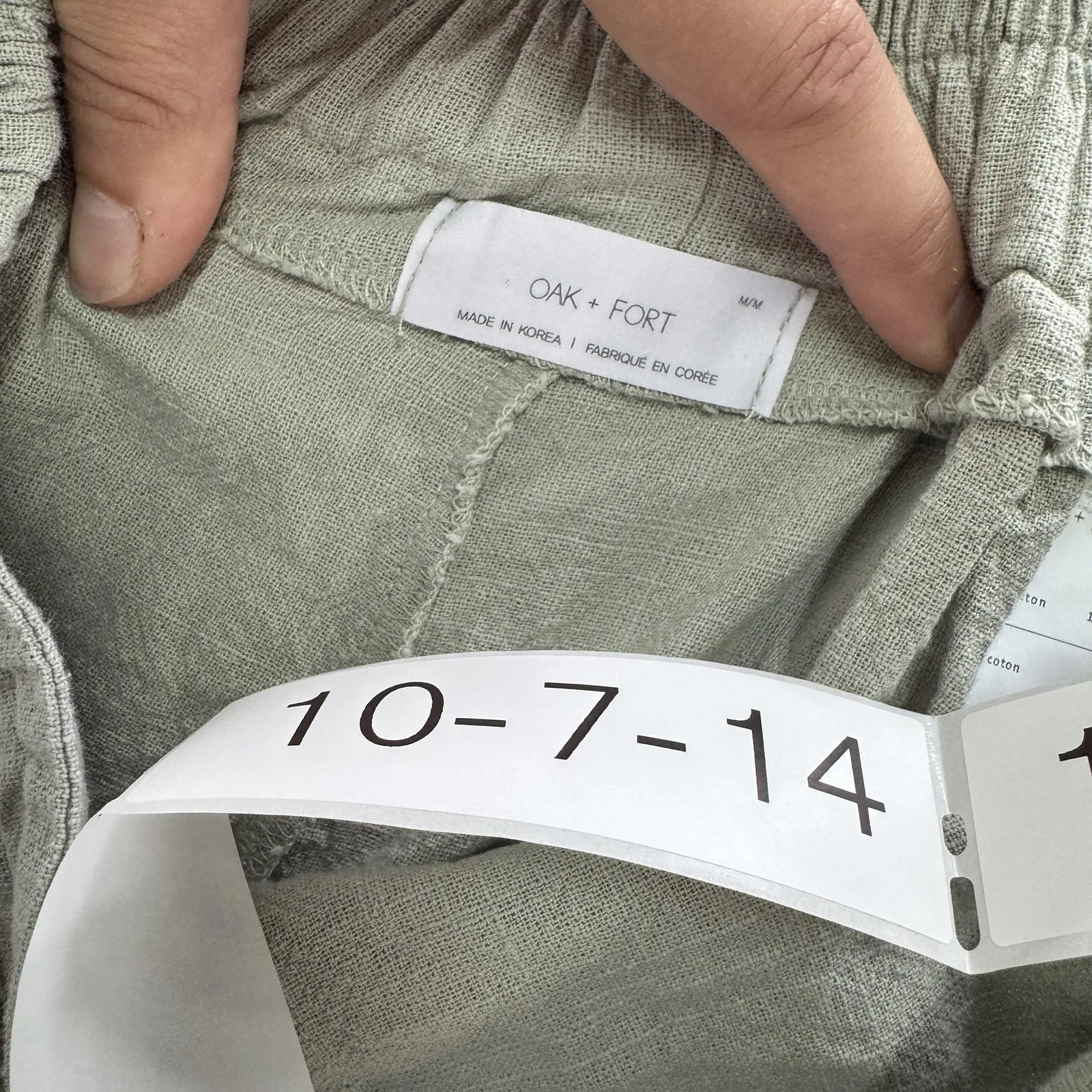 Oak + Fort Shorts Womens Medium Green Drawstring Waist 100% Cotton Casual Summer - Image 3