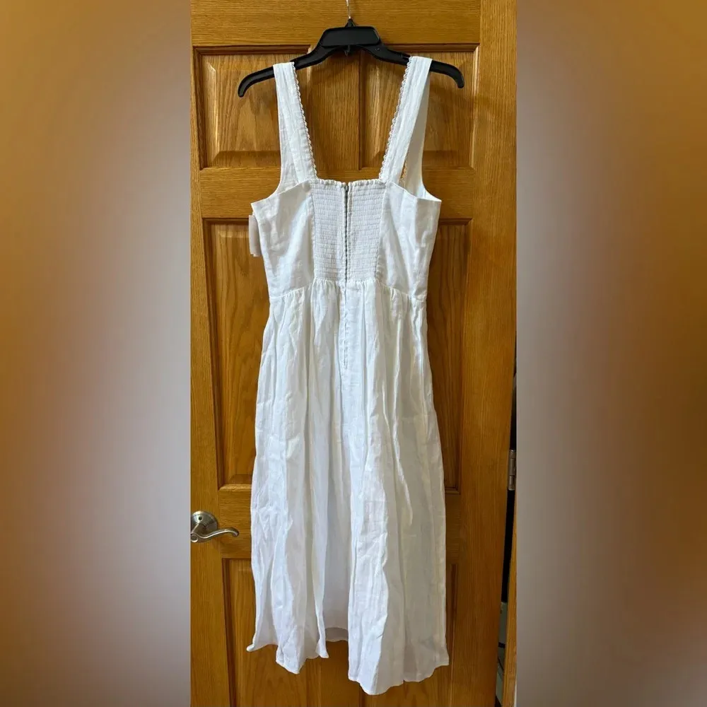Reformation Tagliatelle White Linen Woman’s Dress Size 10 (new) - Image 4