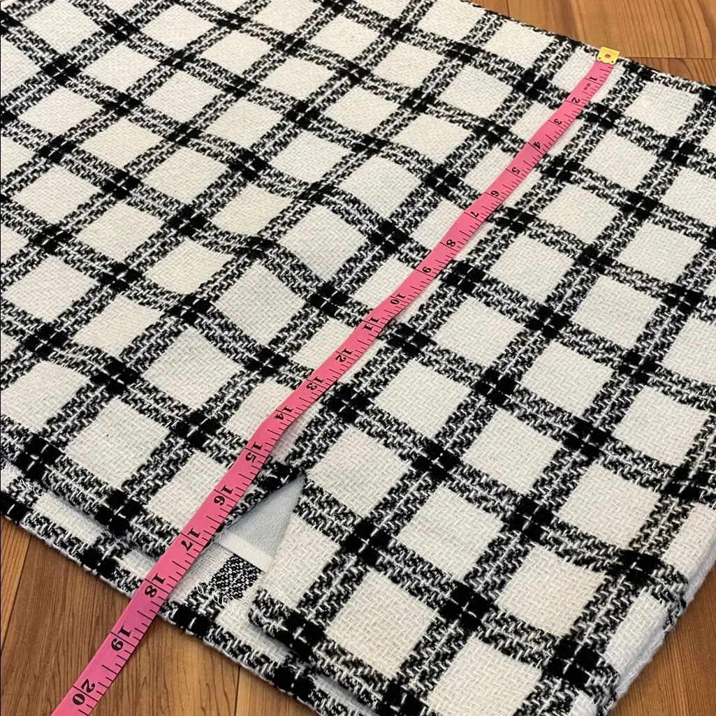 Arula Berkeley Plaid Tweed Mini Skirt 0X New Black Ivory - Image 12