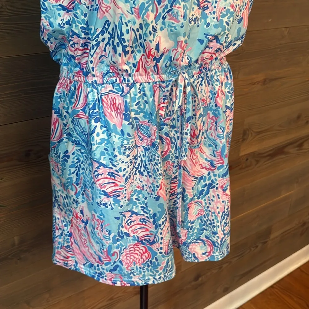Pink and blue seashell sleeveless romper Size XL - Image 3