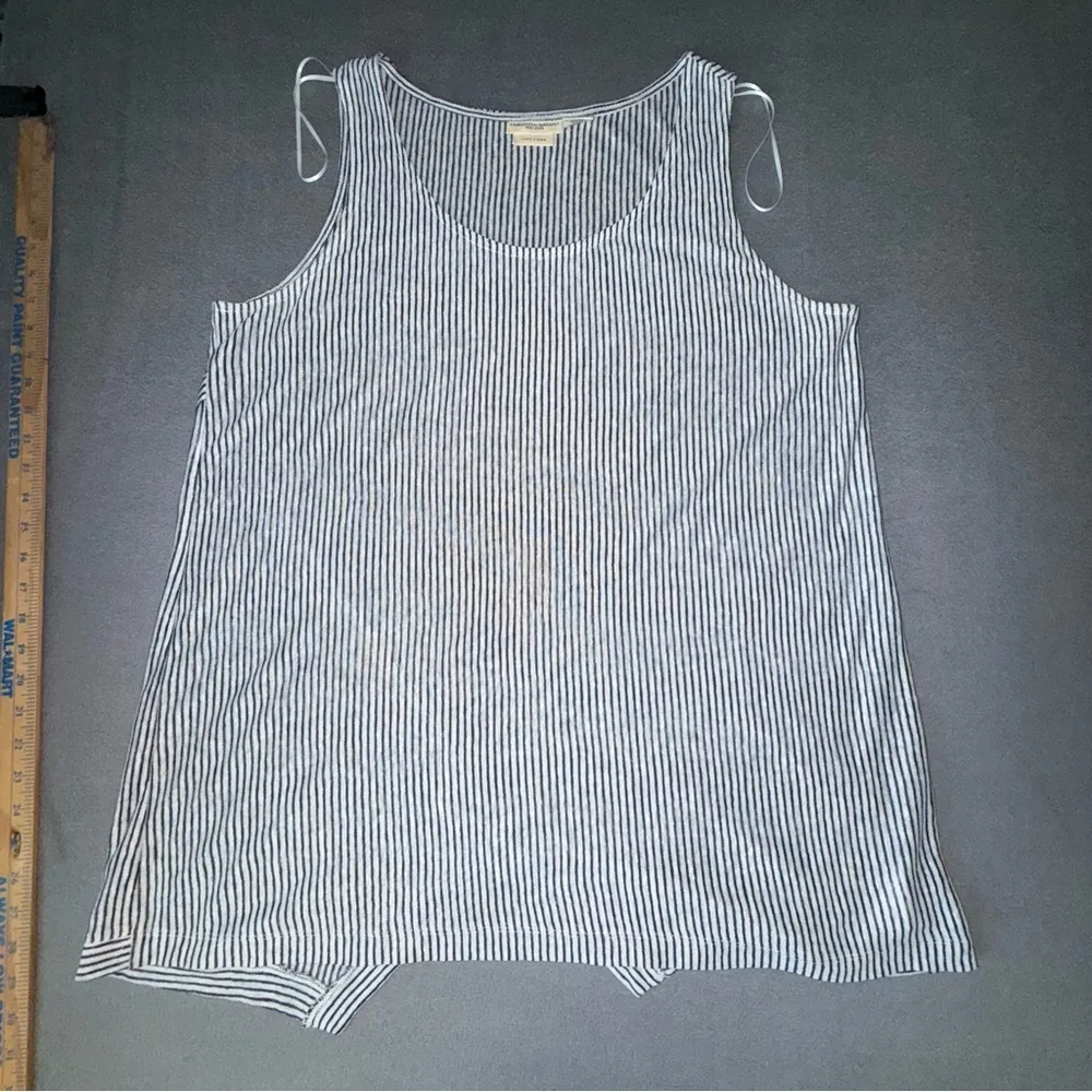 Christian Siriano Blue and White Striped 100% Linen sleeveless Tunic Top Plus 1x - Image 3
