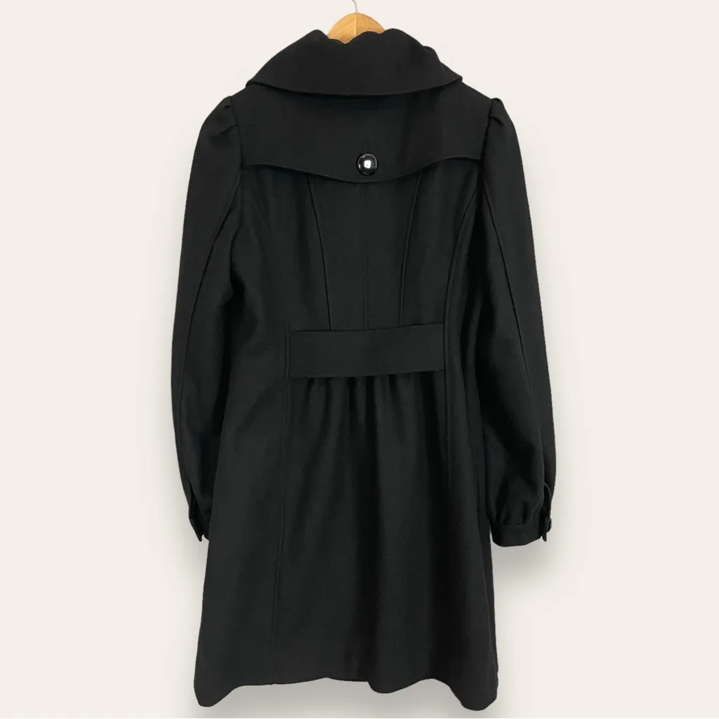 GUESS Coat Wool Blend Women Black Rounded Collar Size Medium Car Coat‎ Feminine - Image 2