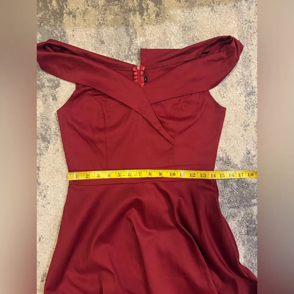 Women’s No Brand Burgundy Off the Shoulder Dress - Image 6