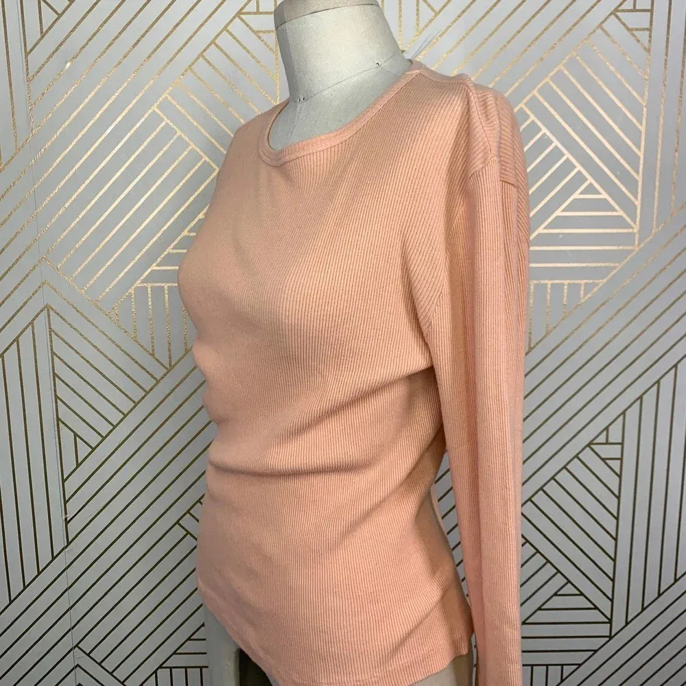 RE/DONE 60s‎ Slim Ribbed Long Sleeve Shirt In Sorbet Orange Size US Large - Image 6