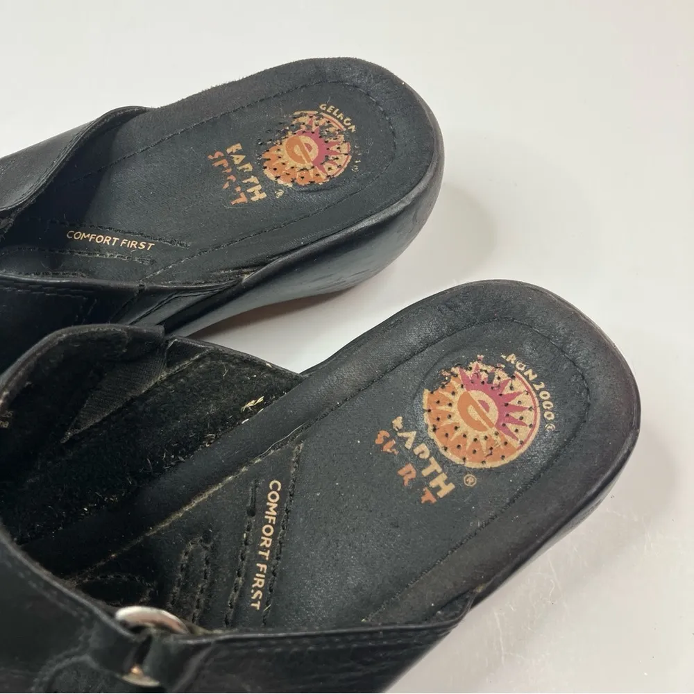 Earth Origins | Marjorie Black Leather Comfort First Chunky Sandal Heel 8 - Image 7