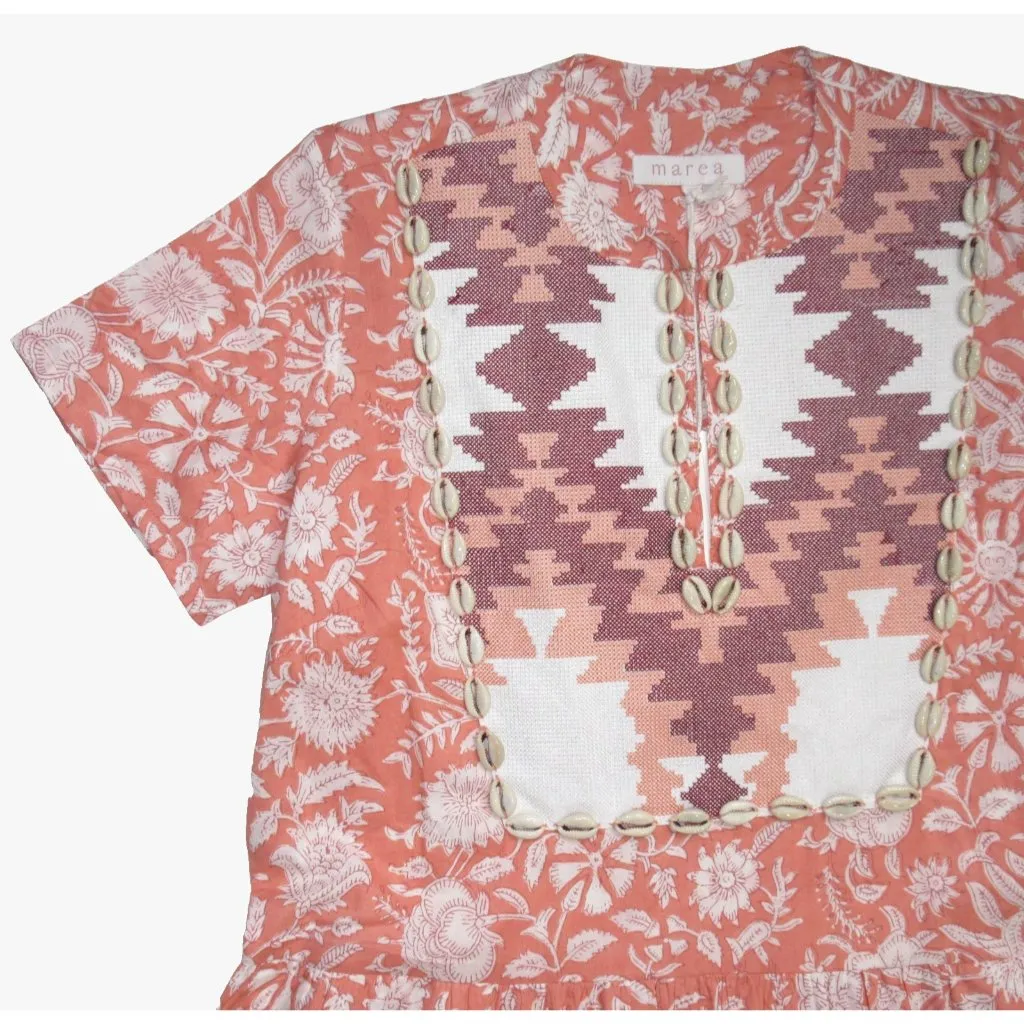 NWT Marea by Liz Joy Olympia Kaftan in Sorbet Blockprint Cotton Maxi Dress S - Image 6