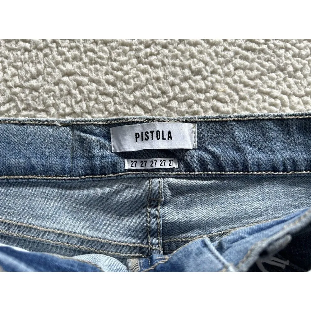 Pistola Anthropologie Aline High-Rise Skinny Crop Jeans Wave Blue Size 27 - Image 10