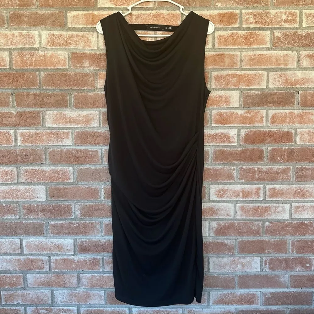 Robert Rodriquez Lydia Open Back Ruched Little Black Dress Women’s Medium - Image 3