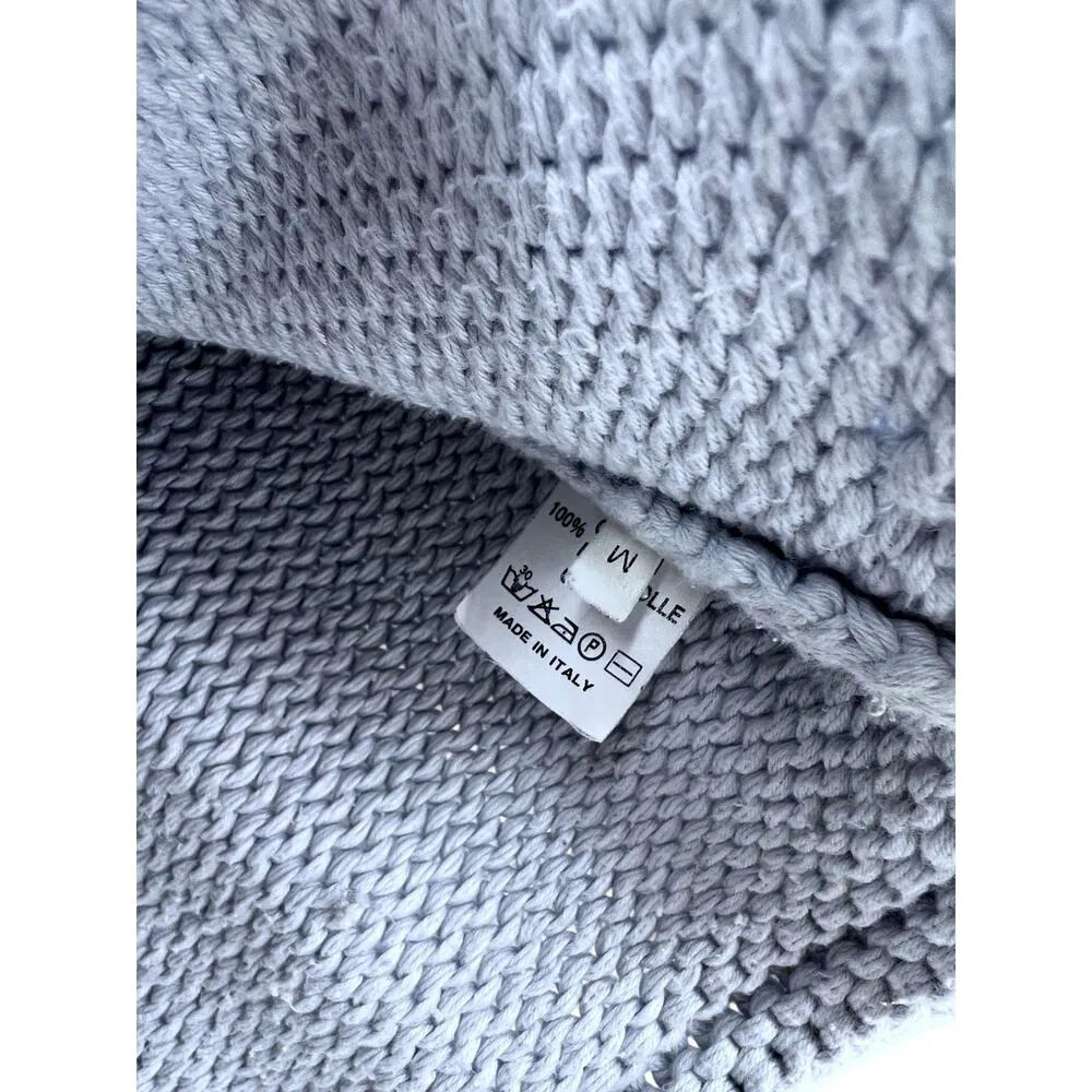 Bottega Veneta M Chunky Knit V-neck Sweater Pullover Cropped Blue Women's - Image 4