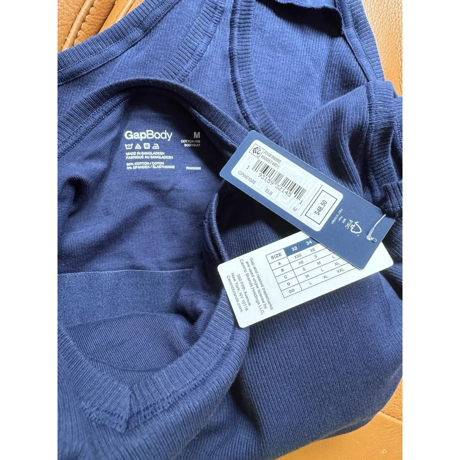 NWT Gap Body Navy Blue Ribbed Thong One Piece Bodysuit Women’s Size Medium - Image 7