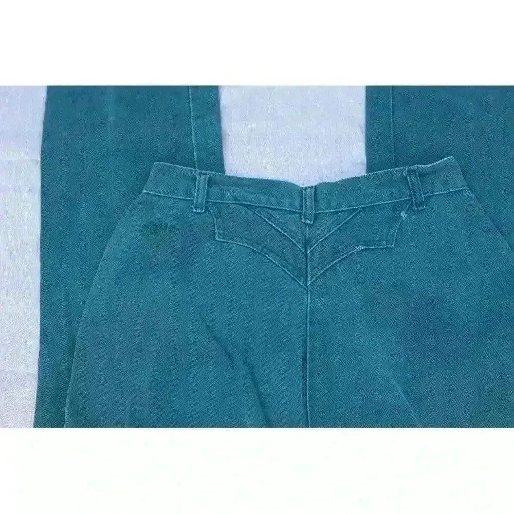 Teal Roper Bareback vintage Jeans Green Size 28 - Image 3