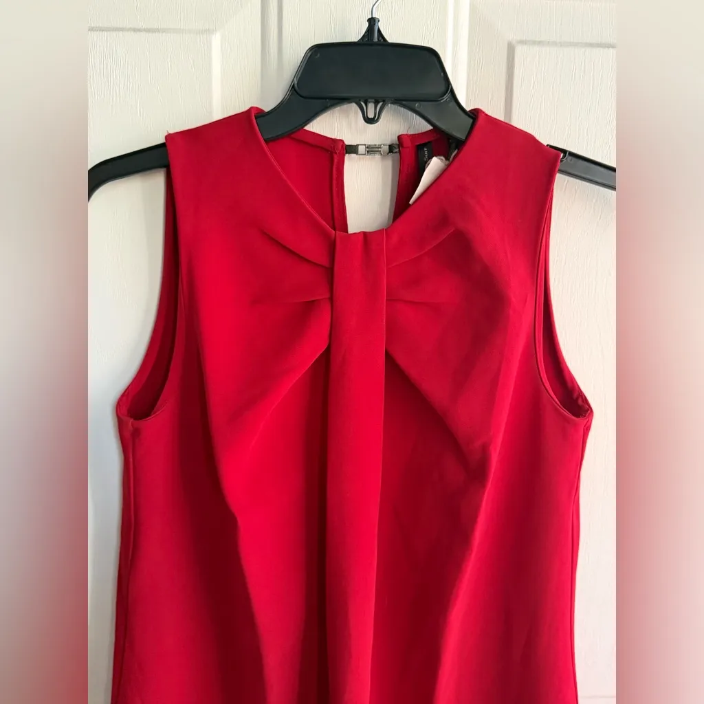 MANGO Suit Red Bow Front Sleeveless Shift Dress Women’s SIZE 2 - Image 4