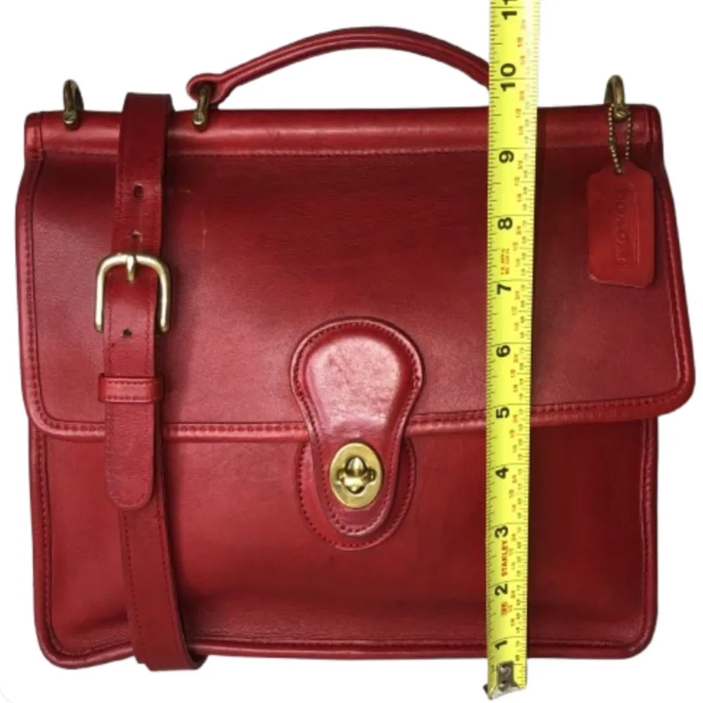Vintage COACH Willis Red Glove Tanned Top Handle Crossbody Bag 9927 USA COA - Image 9