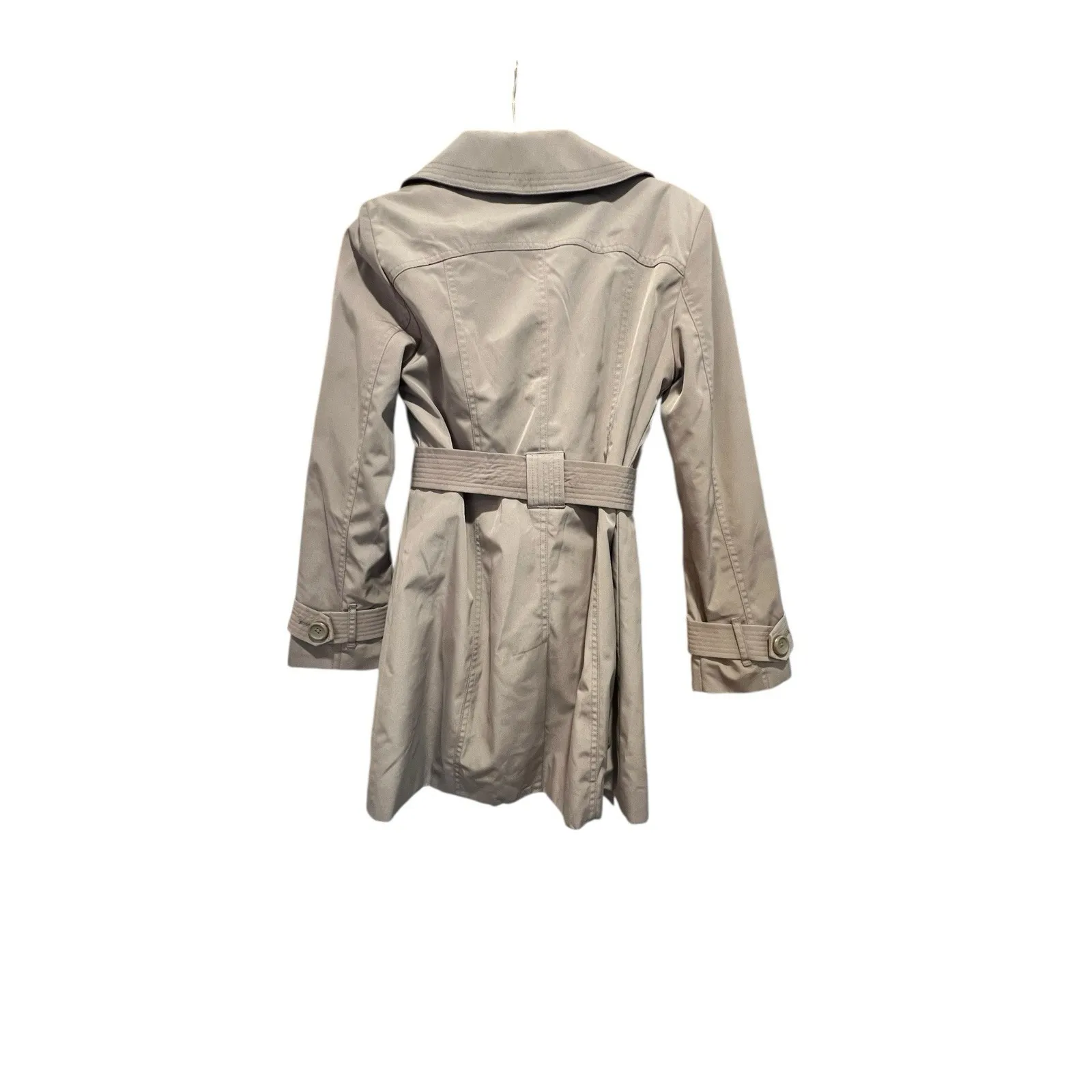 London Fog Stylish Beige Women's Trench Coat Hooded Belted SZ Small Petite - Image 4