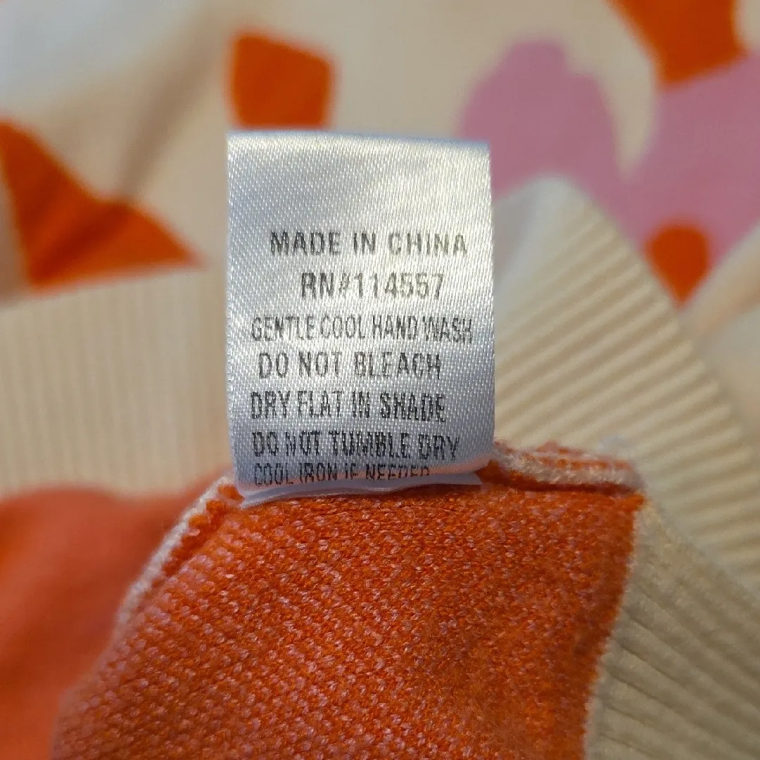 THML Crewneck Knit Sweater Retro Boutique Top Floral Cream Pink Orange Small - Image 10