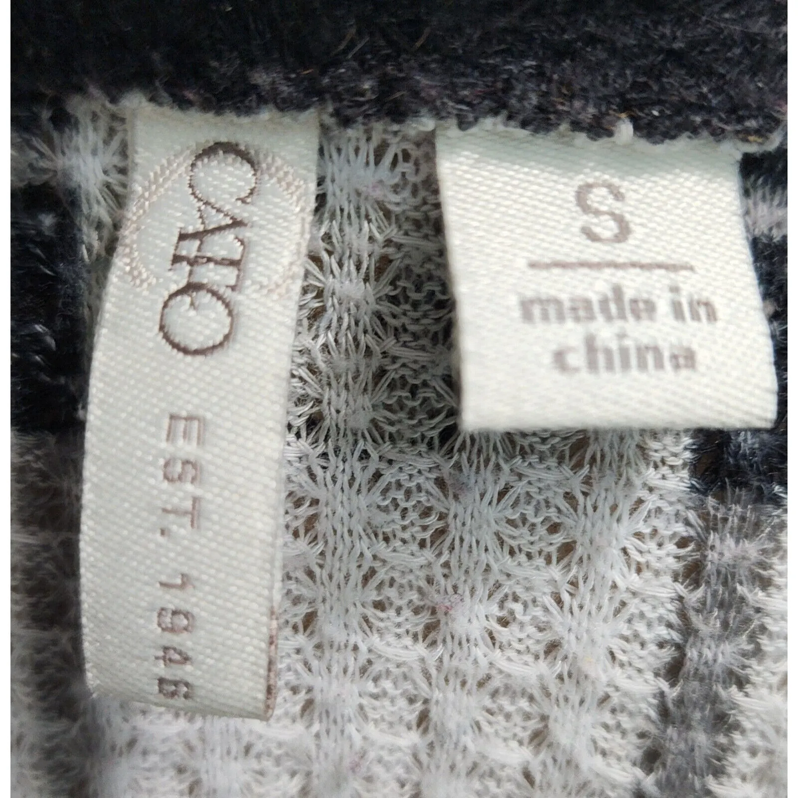 Cato‎ Plaid Waffle Knit V-Neck Long Sleeve Color Block Top Size S - Image 3