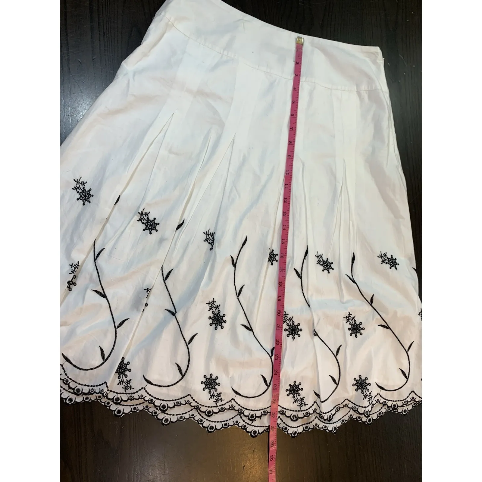 Croft & Barrow Embroidered‎ Maxi Skirt Sz 12 White Black Clean Girl Cottagecore - Image 13