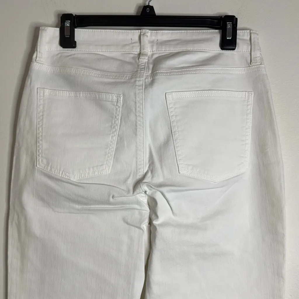 Eileen Fisher Hi-Rise Straight Stretch Denim White Organic Cotton Jeans size 6 - Image 5