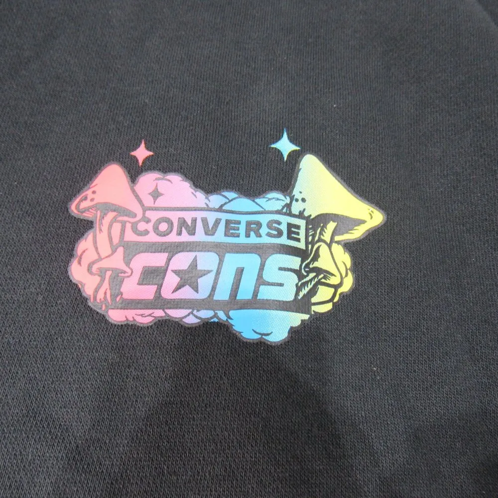 CONVERSE Cons Logo Sweatshirt Black Multi Color Skull Mushroom Colorful Small - Image 6