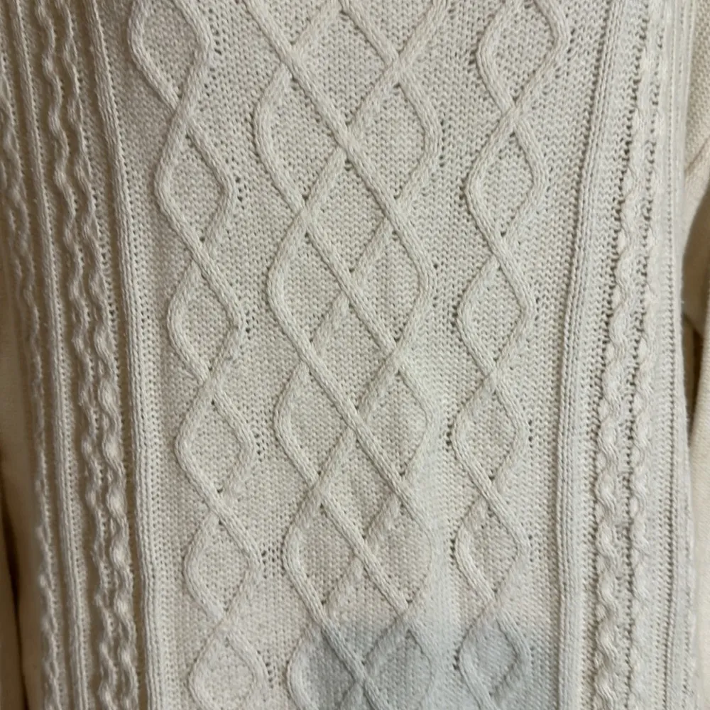 Chaps Classics Ivory Loose Cable Knit Round Neck Sweater Oversized Large - Image 8