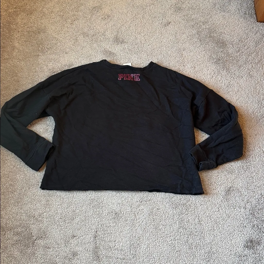 Pink VS FSU Florida State University Cropped Black Sweatshirt SIZE S - Image 5