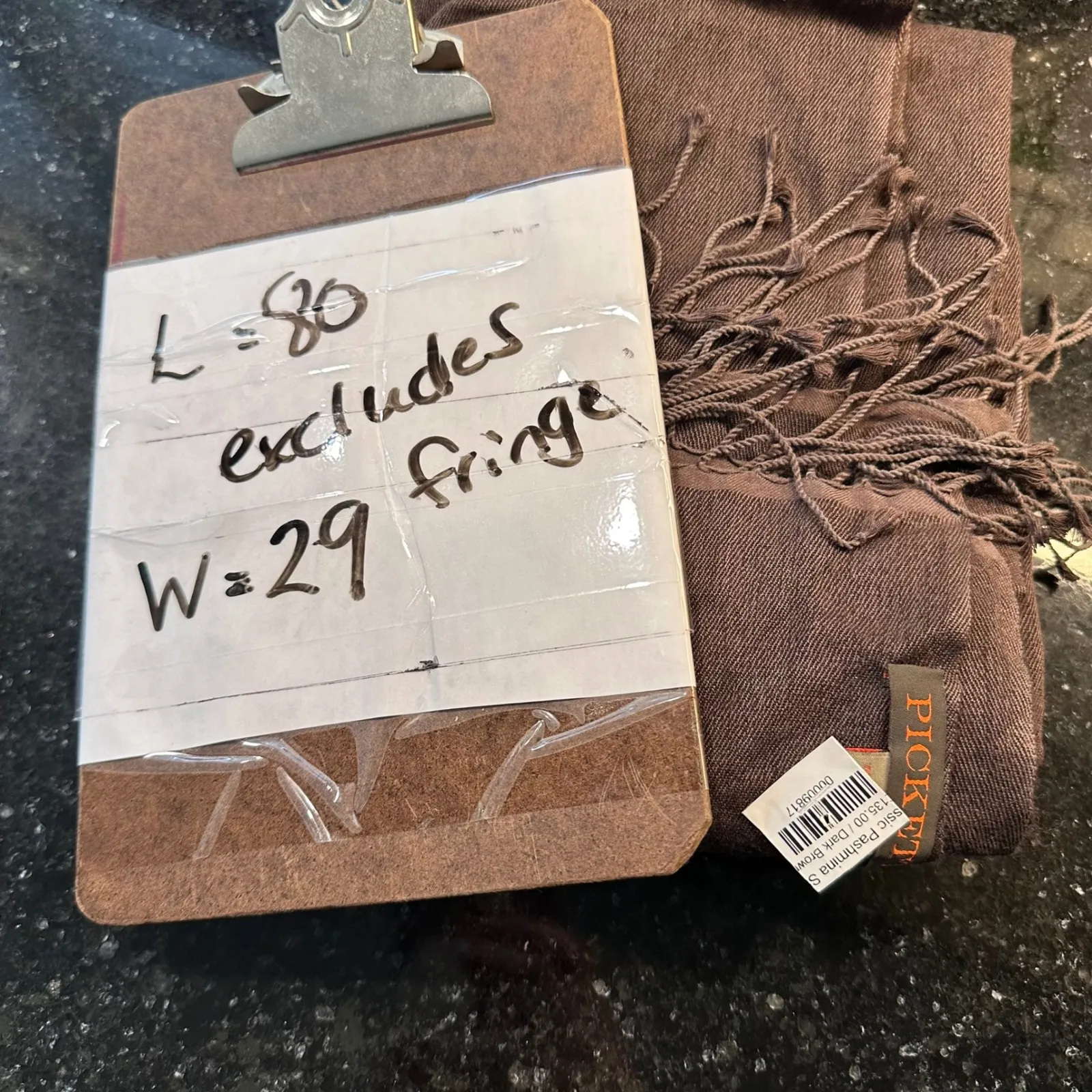 NWT PICKETT London Classic Pashmina Scarf Dark Brown Cashmere Silk Fringe - Image 6