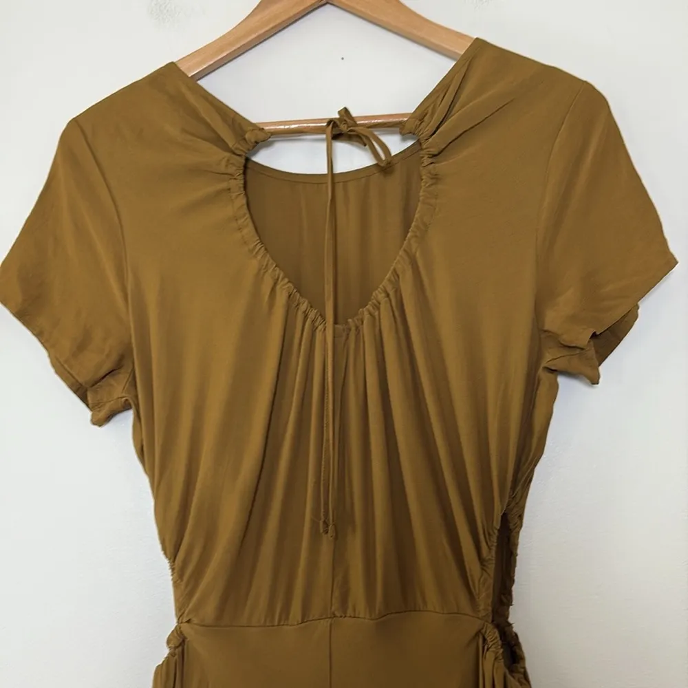 A New Day Brown Midi Dress Lightweight Cutout asymmetrical Hem Tie Back Size M - Image 10