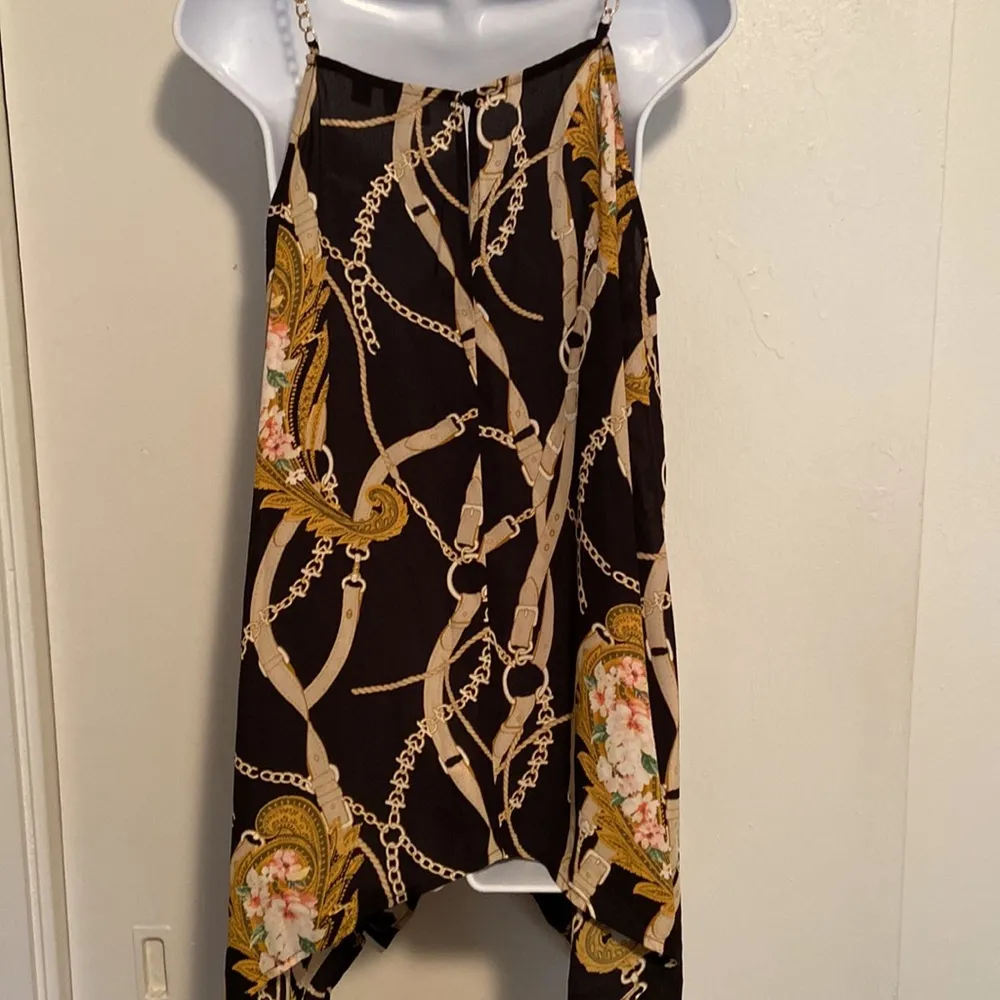 Soho by NY&Co Gold Chain Scarf Tank Top Black Size M - Image 5