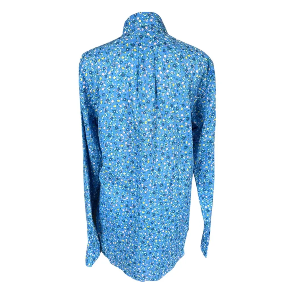 Ralph Lauren blue floral long sleeve collared button down shirt women's size M - Image 4
