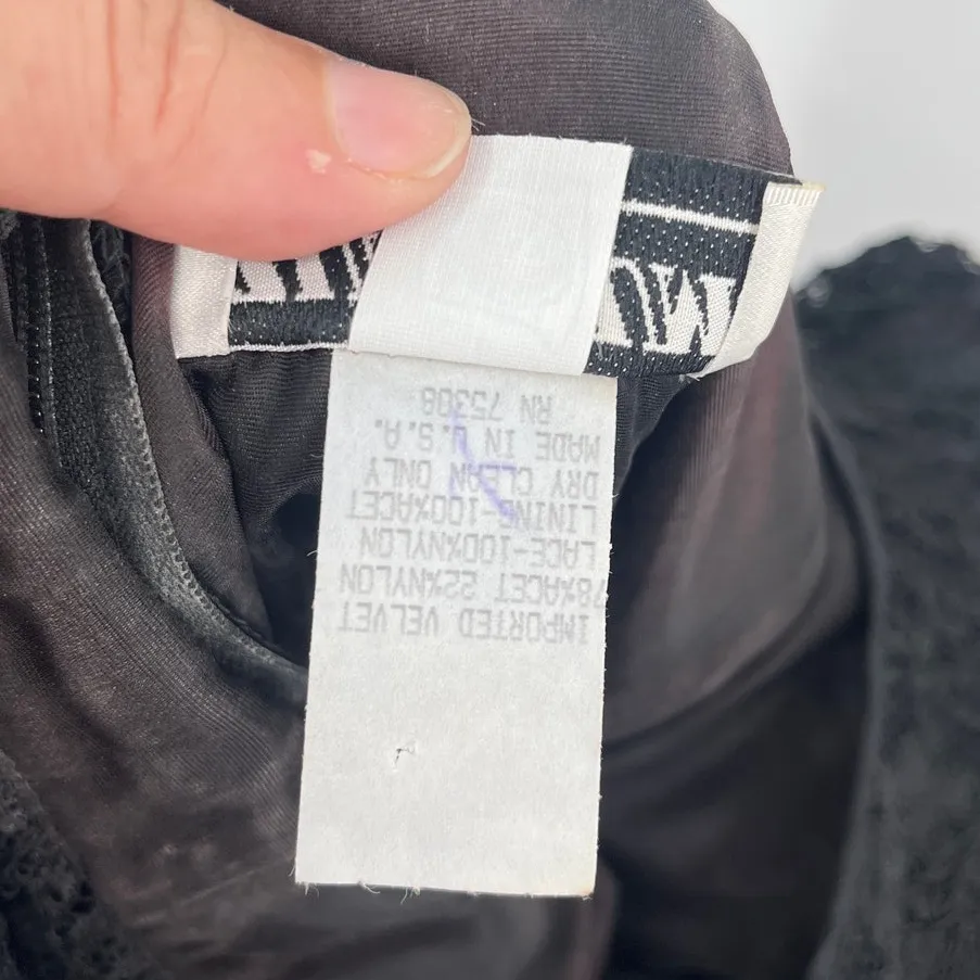 Vintage 80s Zum Zum Velvet Lace Dress Sz M Goth Witchy 90s USA Vampy Whimsigoth Black Size M - Image 12