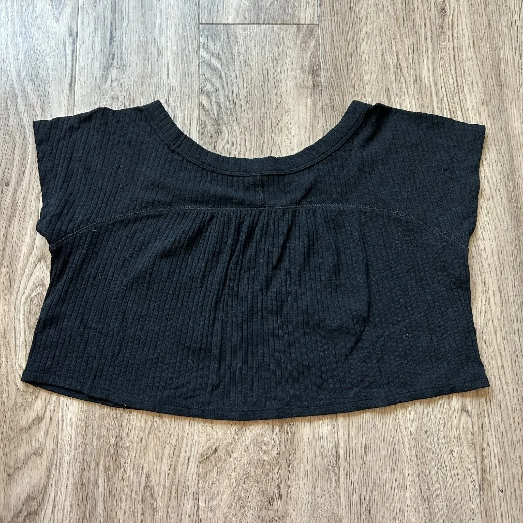 Free People Movement Can't Handle This Cropped Baby Ribbed Tee in Black Size S - Image 5