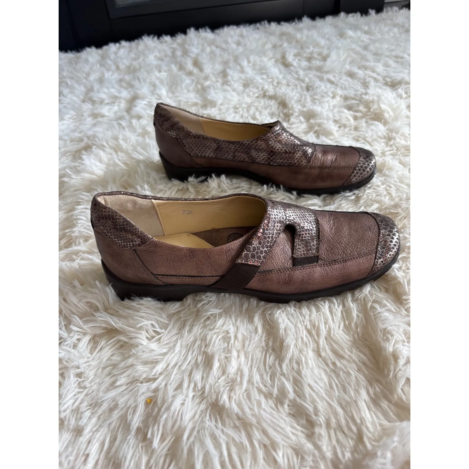 Sesto Meucci Bronze Snake Embossed Leather Comfort Slip On Shoes 7.5‎ NEW Brown - Image 3