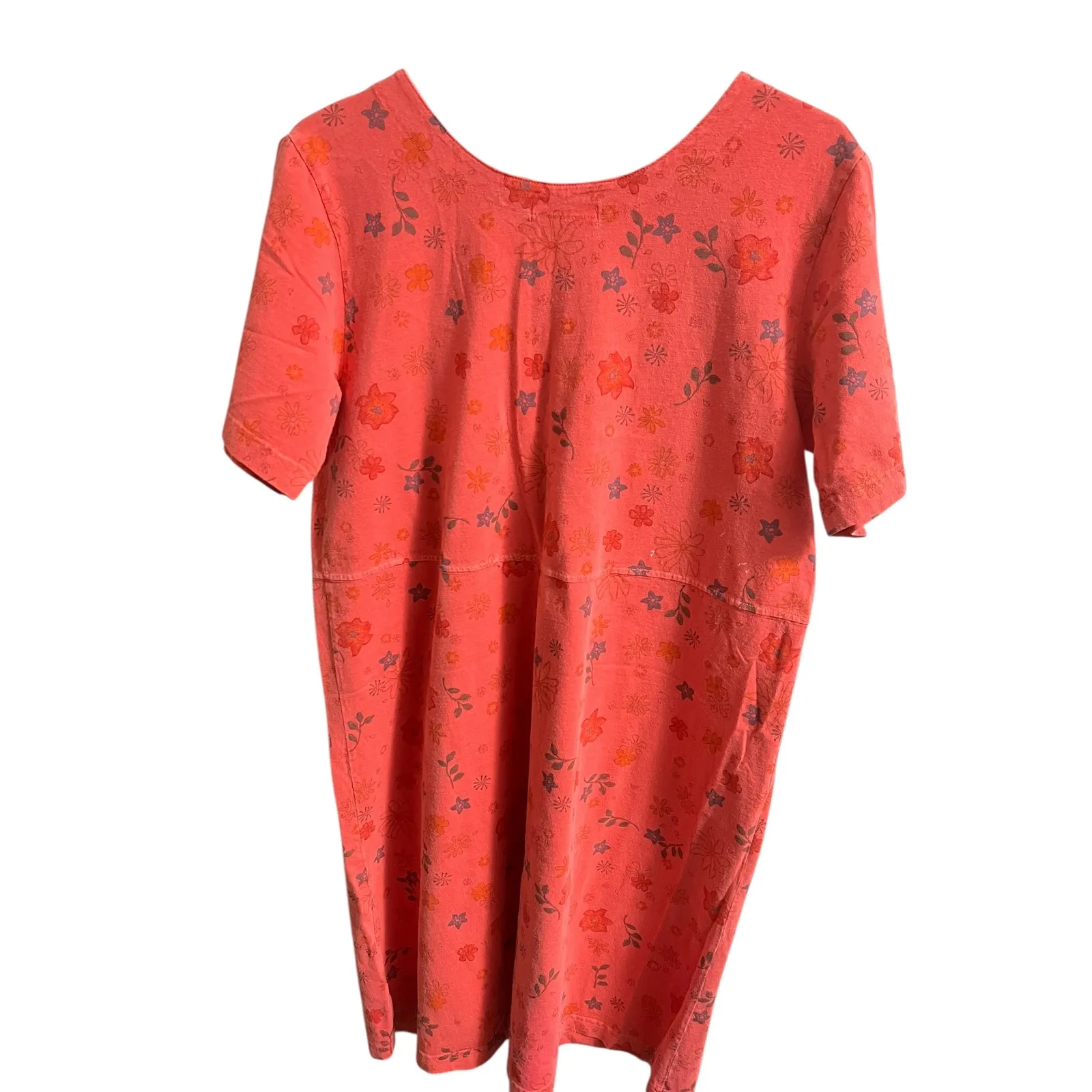 Fresh Produce Dress Womens XL Pink Floral Short Sleeve Cotton Casual Lounge Flaw - Image 5