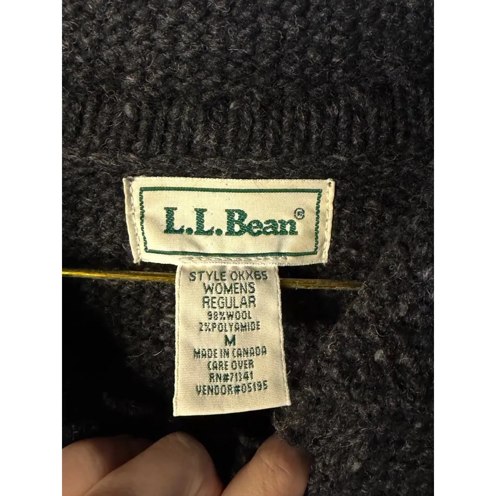 VTG LL Bean Womens Medium Cardigan Sweater Collared Colorblock Wool Knit Winter Gray Size undefined - Image 4