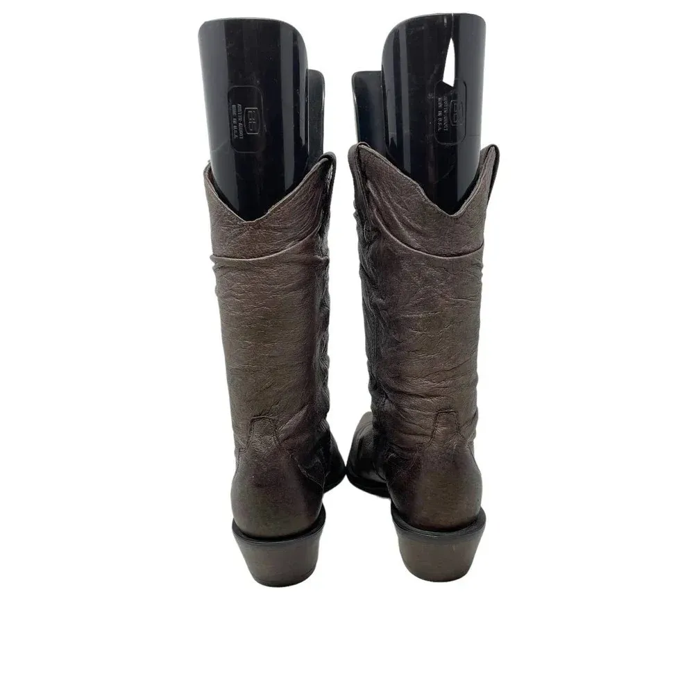 Durango Crush Brown Leather Slouch Western Cowboy Boots Size‎ 7.5 - Image 4