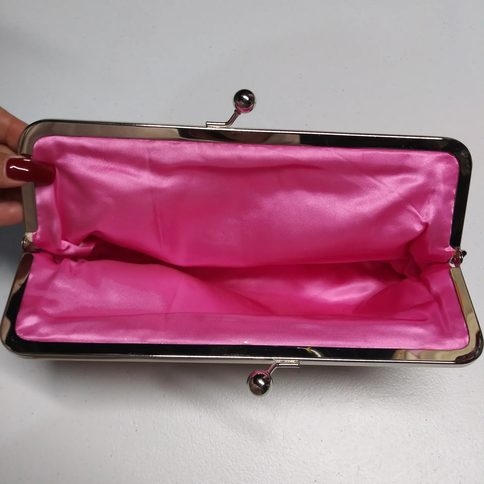 Pink Koala Retro Paisley Floral Pink and Green Clutch Kiss Lock - Image 9