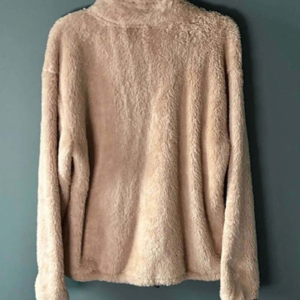 Pink Victorias Secret M Sherpa Fleece Pullover Beige Athleisure Soft Campus Cozy - Image 2